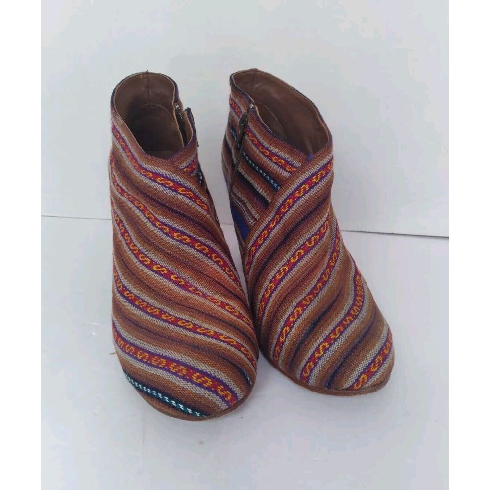Woven Ankle Boots Colorful Pattern‎ Block Heel Booties Unique Design
